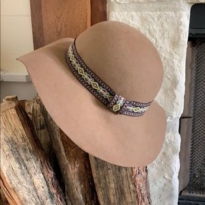 Buckle wide-brimmed hat - brown suede